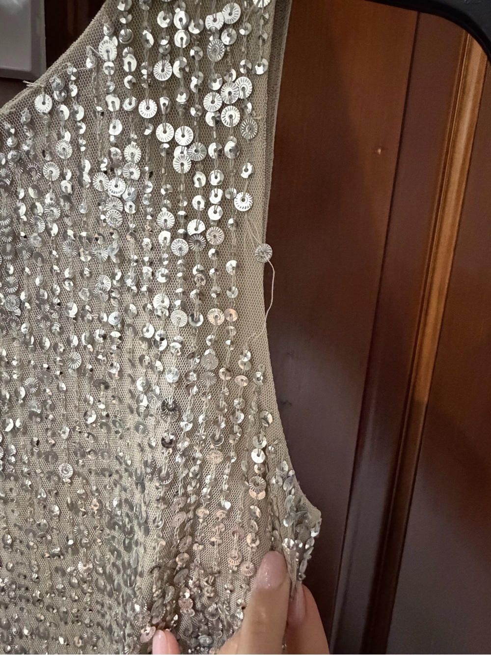 Adrianna Papell Champagne Sequin Fringe Cocktail Dress - Picture 5 of 9